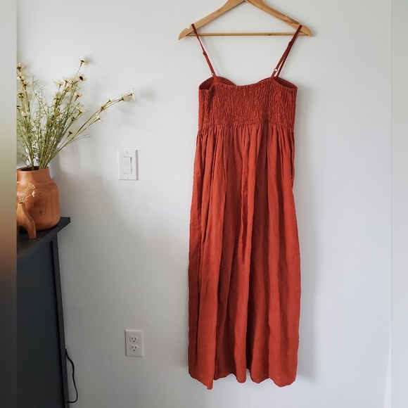 Voloshin Ruhi Linen Corset Stitched Dress - Cinnamon - Picture 11 of 16